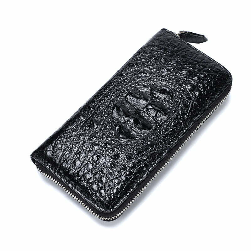 Red Genuine Crocodile Tail Mens Wallet