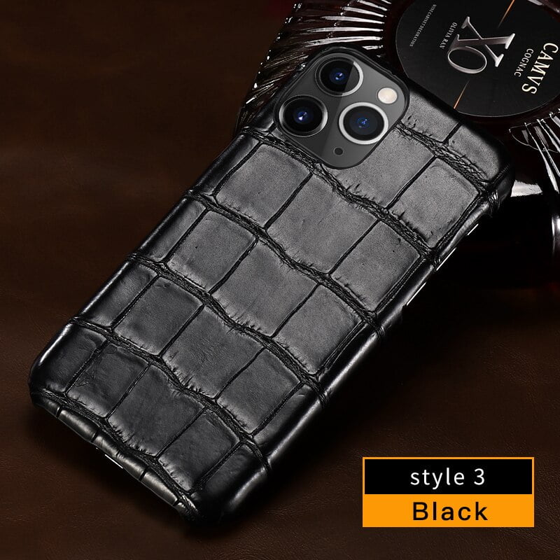 iPhone 15 Pro Max Phone Case, Calf Leather, Crocodile Texture