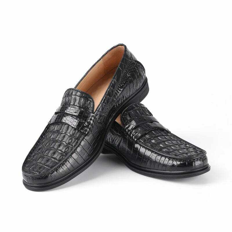 leather embossed slip on loafers