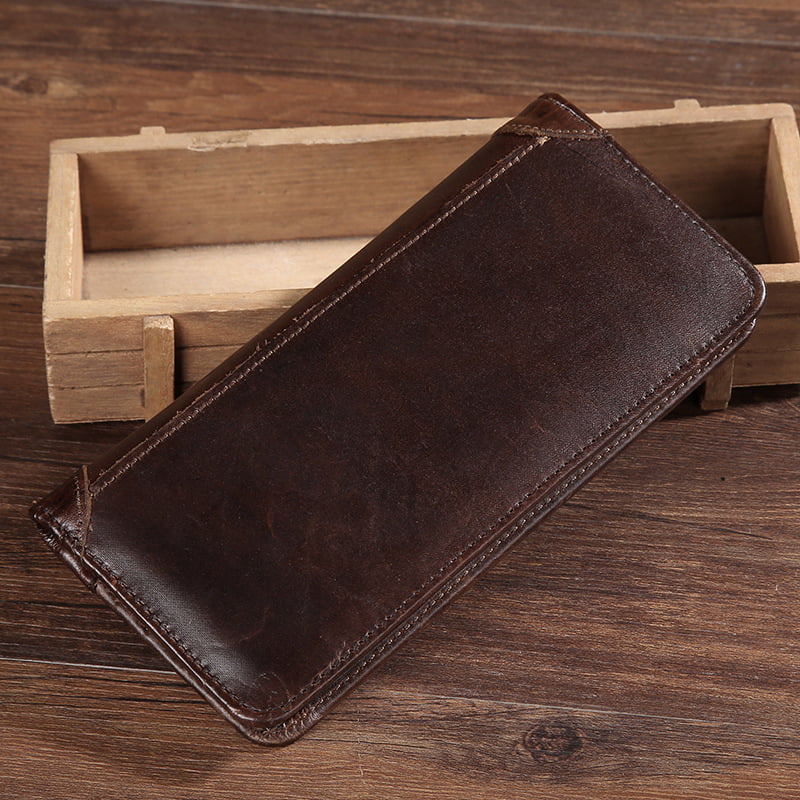 Itslife Men's RFID Vintage Look Genuine Leather Long Bifold Wallet  Checkbook Wallets for Men